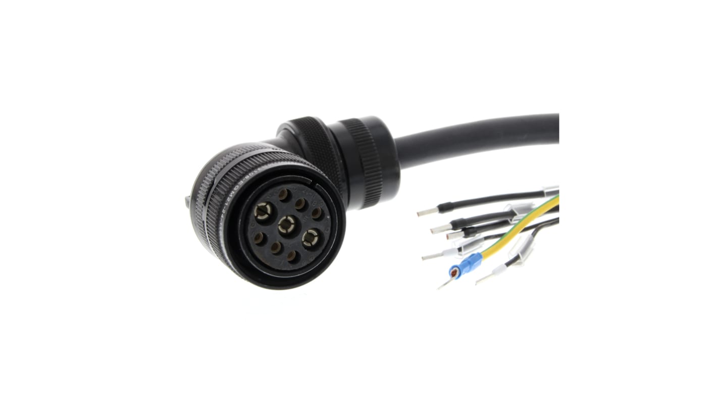 Cavo trifase Omron R88A-CAKF003BR-E per servo motori, lunghezza 3 m, tensione 400 V, grado di protezione IP67.
