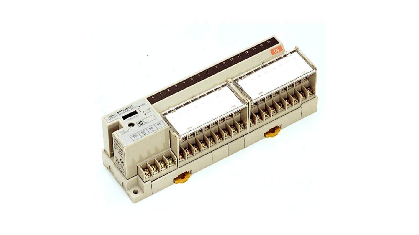 Morsettiera Omron SRT2-OD16T-1 per CompoBus, supporta comunicazioni fino a 750 kbps e 500 m di distanza. Corrente massima 6 mA per punto.
