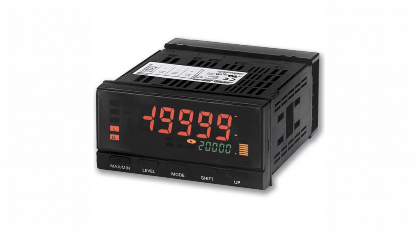 Omron K3HB-XVD, misuratore digitale da pannello 24VAC/VDC, display LCD retroilluminato, dimensioni foro 14.2mm x 5.8mm.