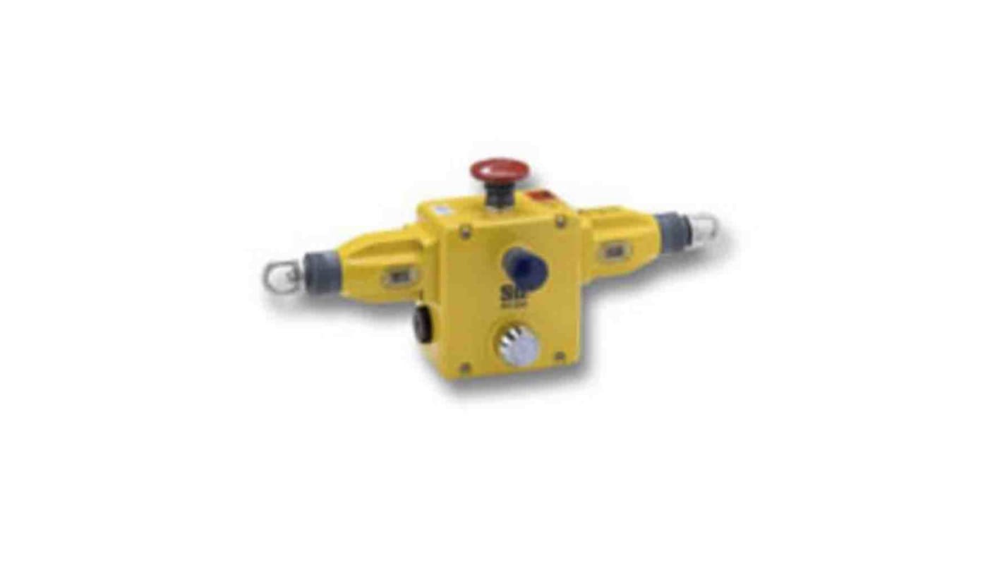 Interruttore a fune di sicurezza Omron ER1032-042MEL, 4 contatti N/C, 2 N/O, custodia in alluminio, protezione IP 67, dimensioni 100 x 96 x 327 mm.