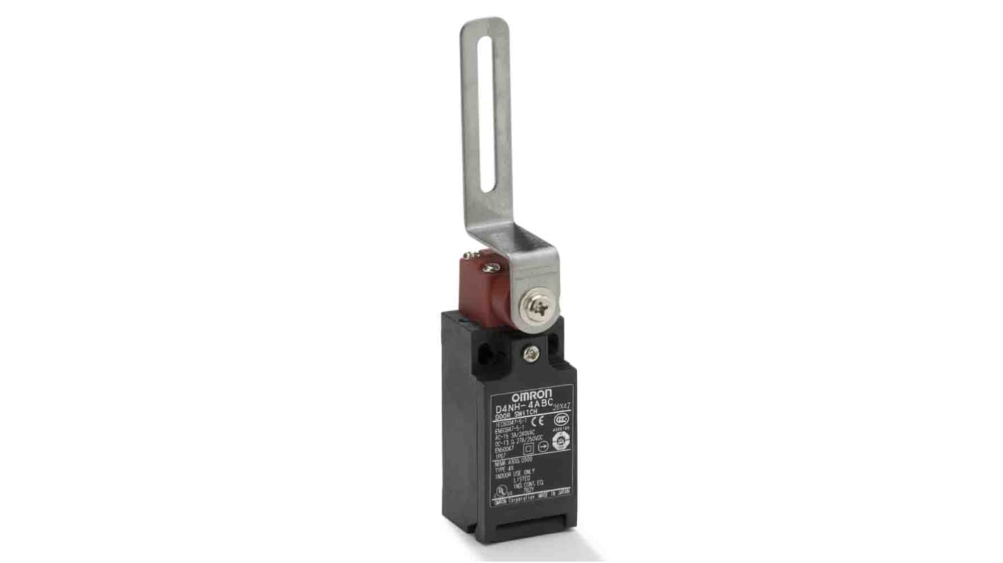 Interruttore di fine corsa Omron D4NH4ABC con attuatore a leva, configurazione 1NC/1NA, protezione IP67, 10A, 240V.