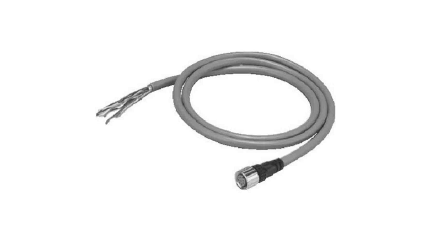 Cavo a singola estremità per ricevitore Omron F39-JG10A-D, connettore M12 a 8 pin, lunghezza 10 m, colore nero. Accessorio per sensore di sicurezza.