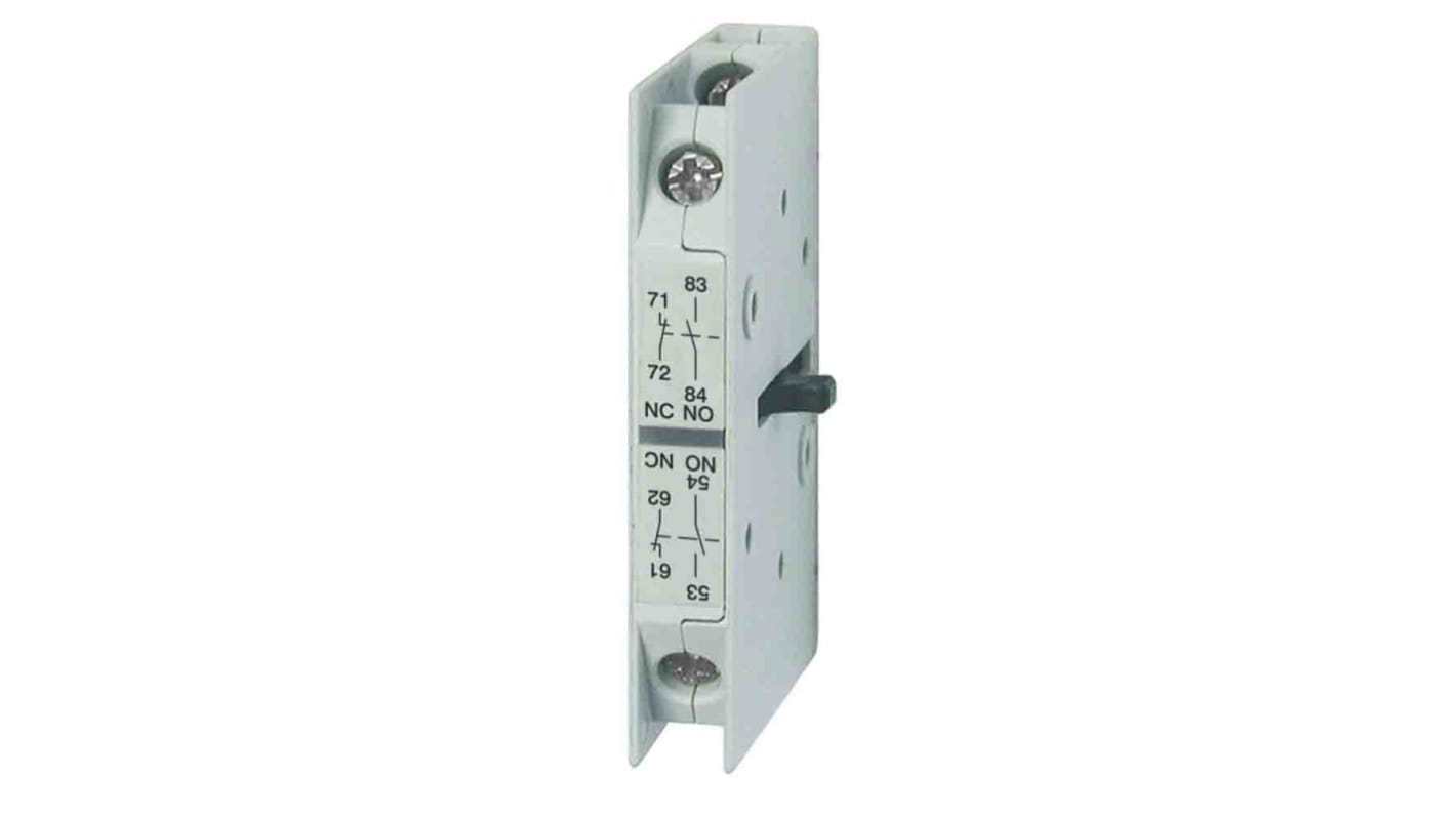 Blocco contatti ausiliari Omron J73KN-D-11S, 1 N/C + 1 N/A, montaggio laterale, corrente 10 A, tensione 24 V.