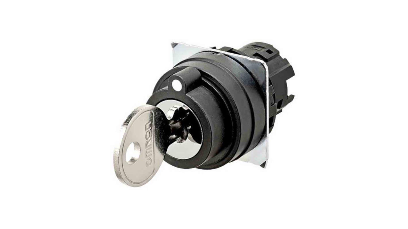 Testa selettore Omron A22NK, codice A22NZ-3BM-01AA, 3 posizioni, diametro foro 22mm, in plastica, compatibile con A22N.