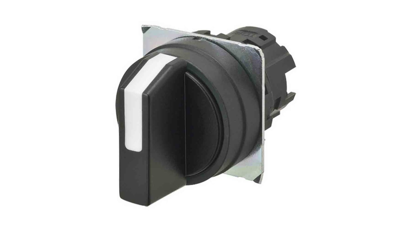 Selettore a 3 posizioni Omron A22NZ-3BM-NBA, design compatto, colore nero opaco, diametro foro 22mm, non illuminato.