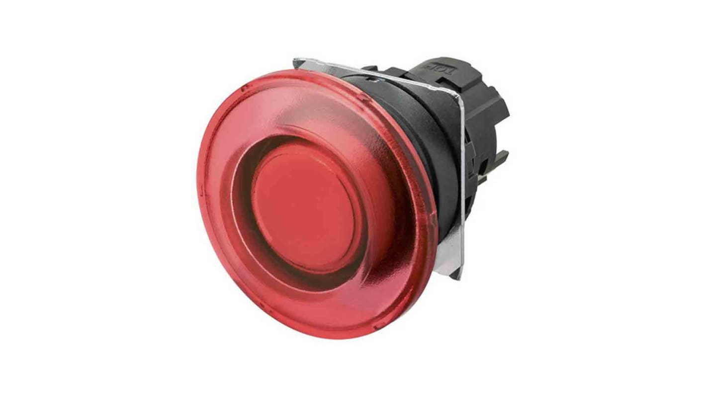 Interruttore a pulsante momentaneo Omron A22NZ-BMM-TRA, illuminato, rosso, protezione IP66, compatibile con la gamma A22N.
