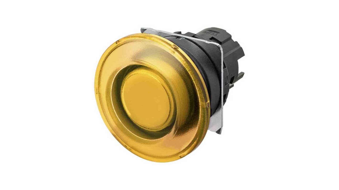 Interruttore a pulsante luminoso Omron A22NZ-BMM-TYA, momentaneo, giallo trasparente, protezione IP66.