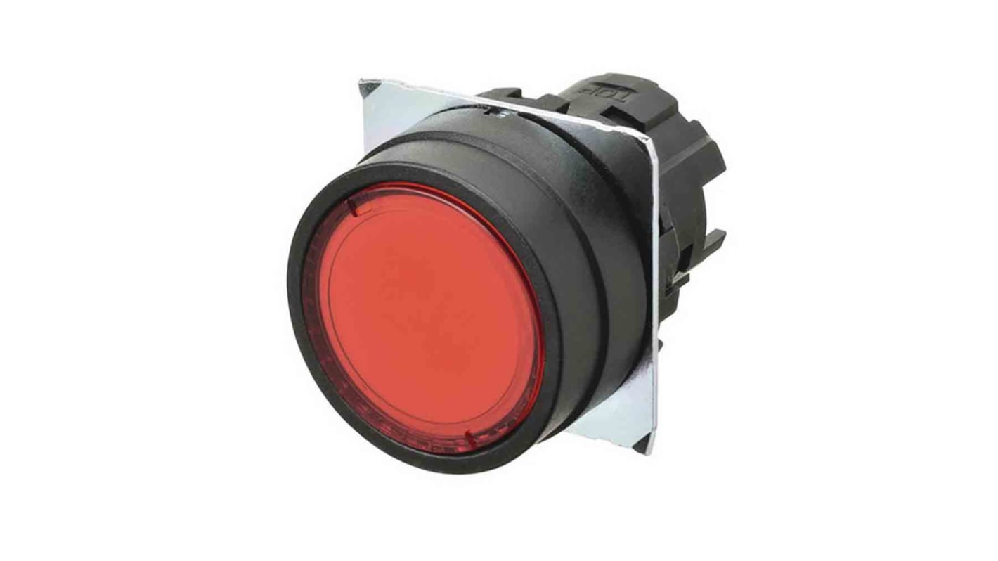 Interruttore a pulsante Omron A22NZ-BNM-TRA, momentaneo, illuminato rosso, protezione IP66, in plastica.
