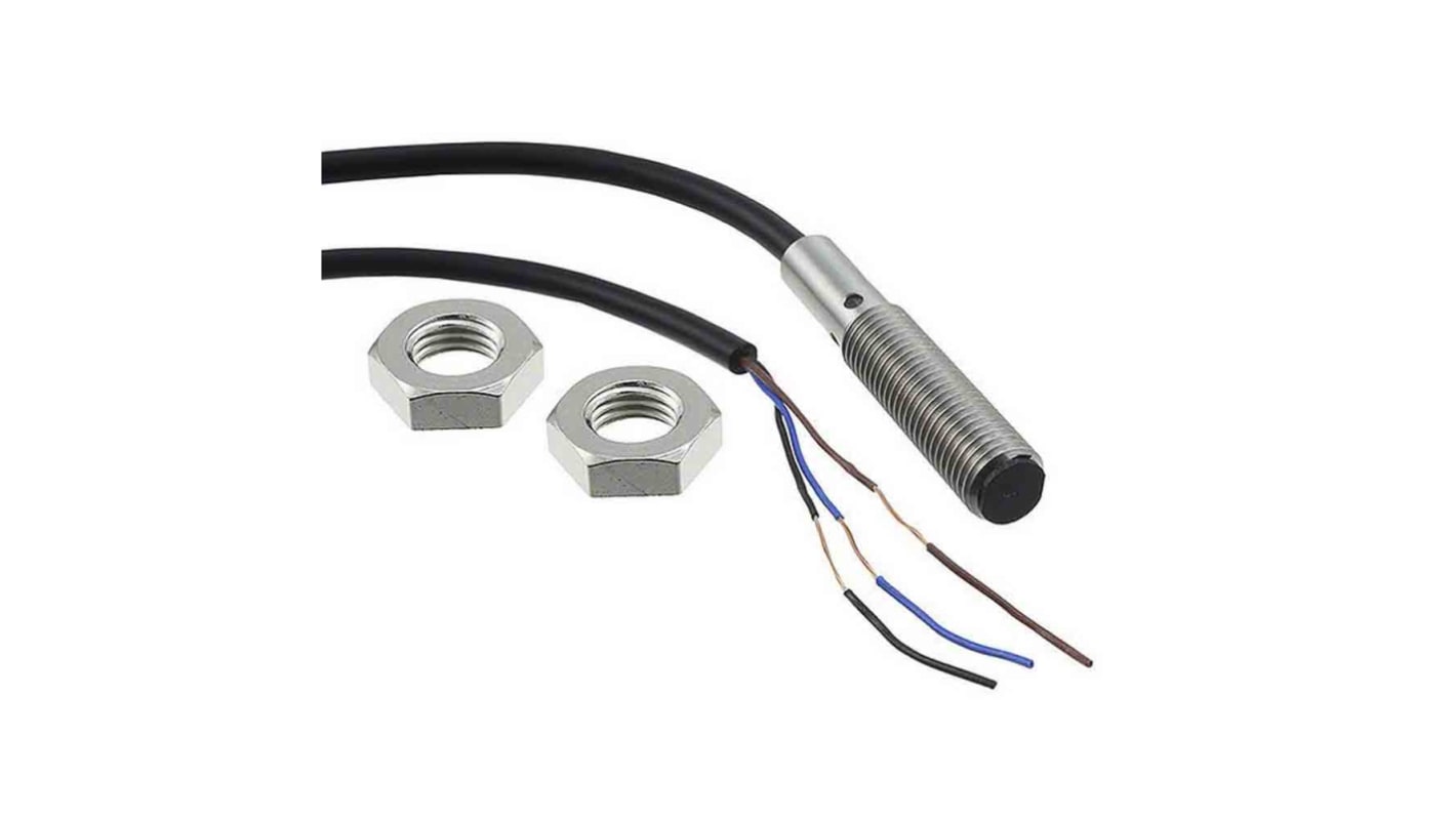 Sensore di prossimità cilindrico Omron E2B-S08KS01-WP-B1, PNP, M8 x 1, rilevamento 1,5 mm, cavo 2 m, IP67.