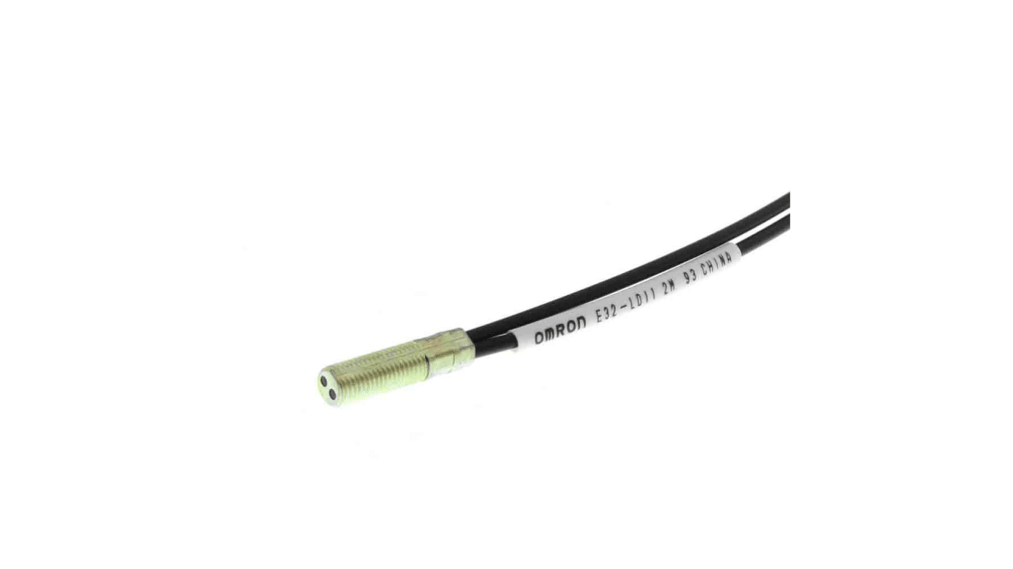 Sensore per fibre ottiche Omron E32-LD11 2M, rilevamento fino a 540 mm, installazione semplice in ambienti polverosi.