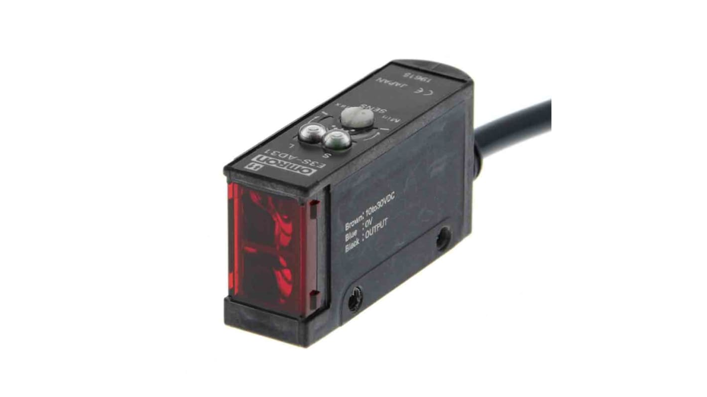 Sensore fotoelettrico Omron E3S-AD33 rettangolare a diffusione, 100 mm, PNP - Ideale per applicazioni industriali