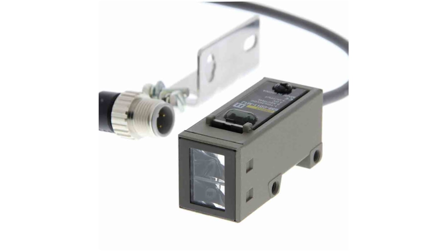 Sensore fotoelettrico Omron E3S-CD11-M1J 0.3M, rettangolare a diffusione, rilevamento fino a 700 mm, con connettore M12.