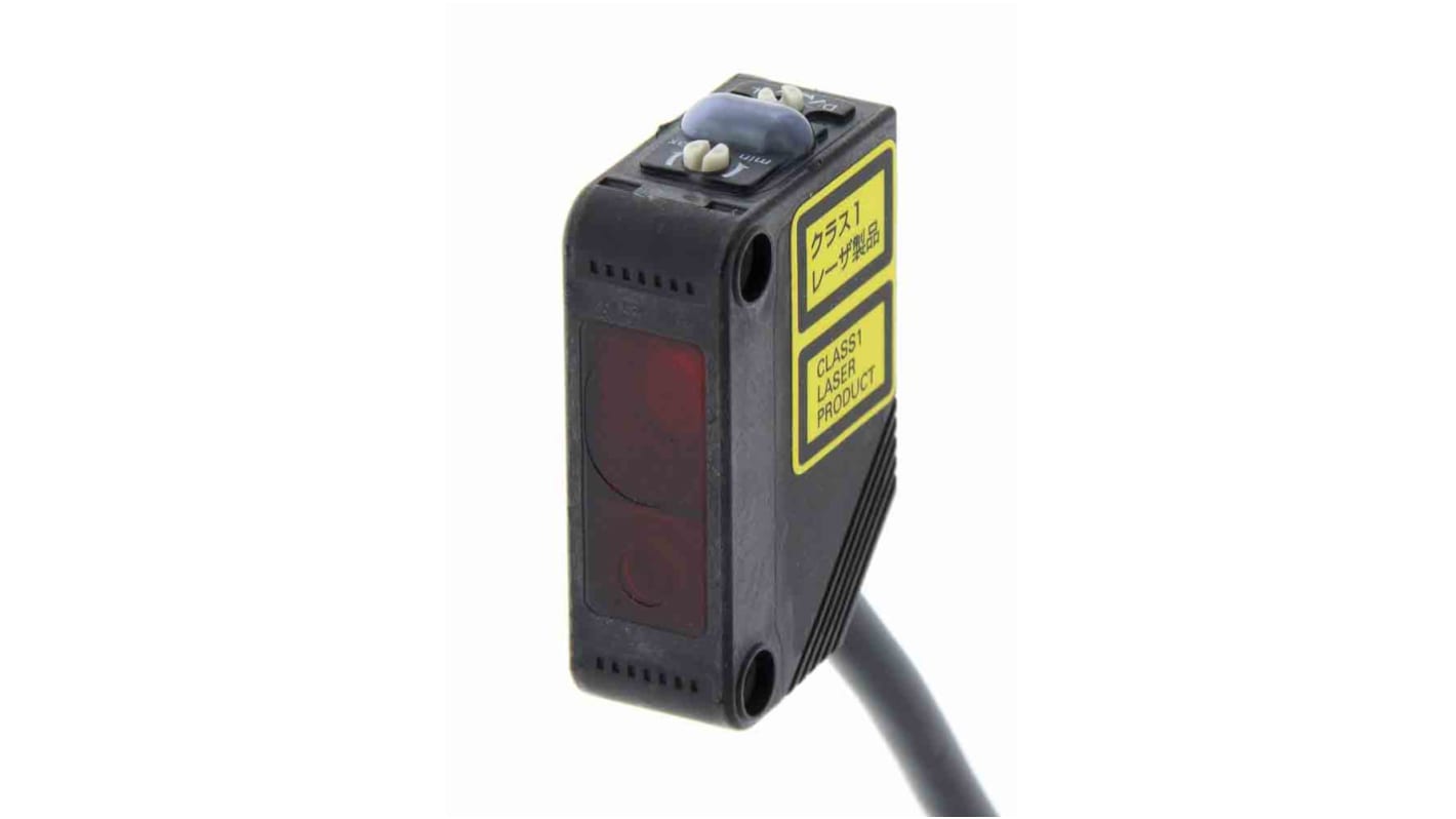 Sensore fotoelettrico Omron E3Z-LL83 2M, rettangolare, rilevamento fino a 300 mm, uscita PNP, grado di protezione IP67/IP69K.