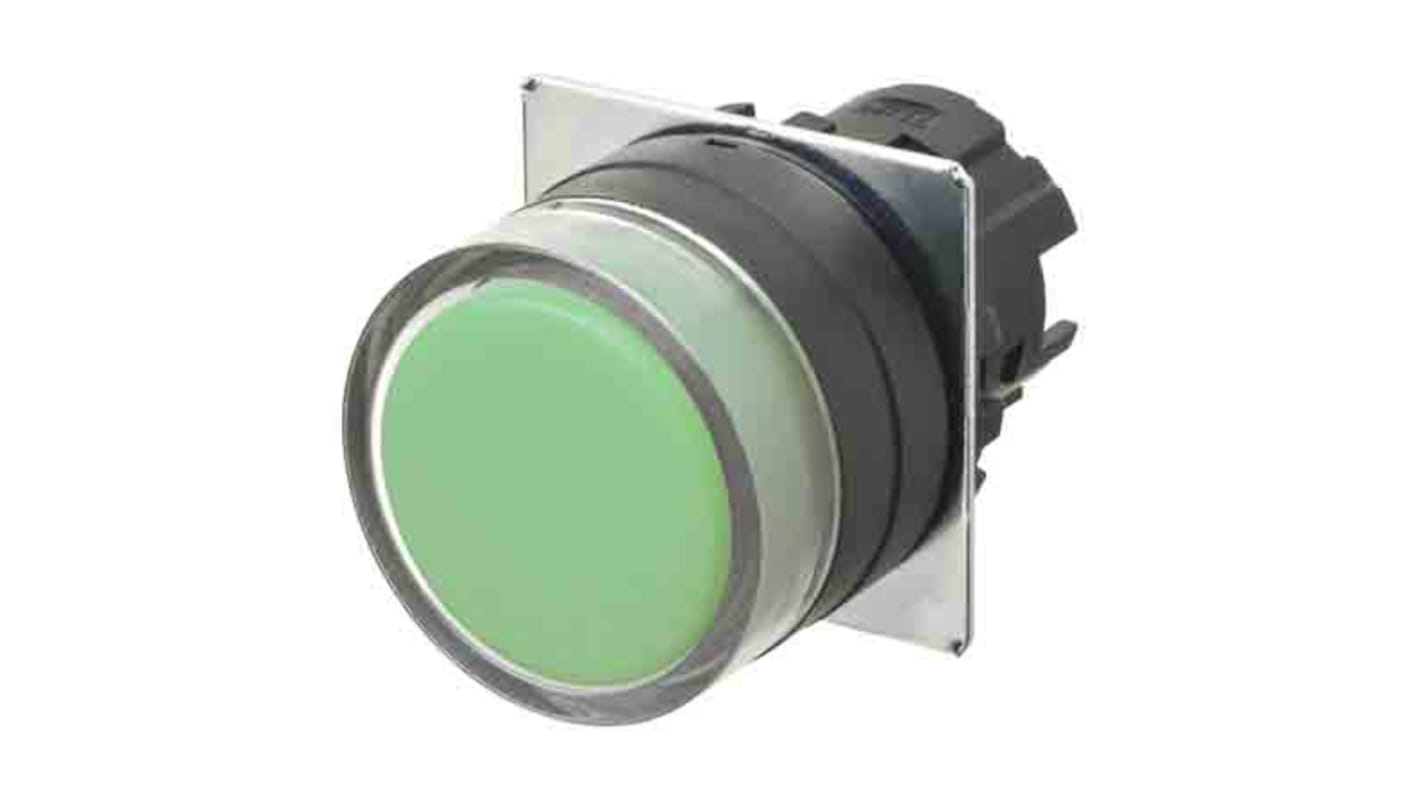 Omron A22NZ-BGM-NGA, attuatore pulsante instabile rotondo da 22mm, grado di protezione IP66, facile montaggio.