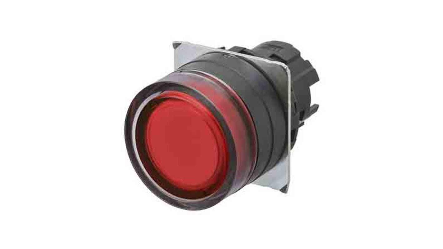 Omron A22NZ-BGM-TRA, attuatore pulsante instabile rotondo da 22mm, grado di protezione IP66, facile montaggio contatti.