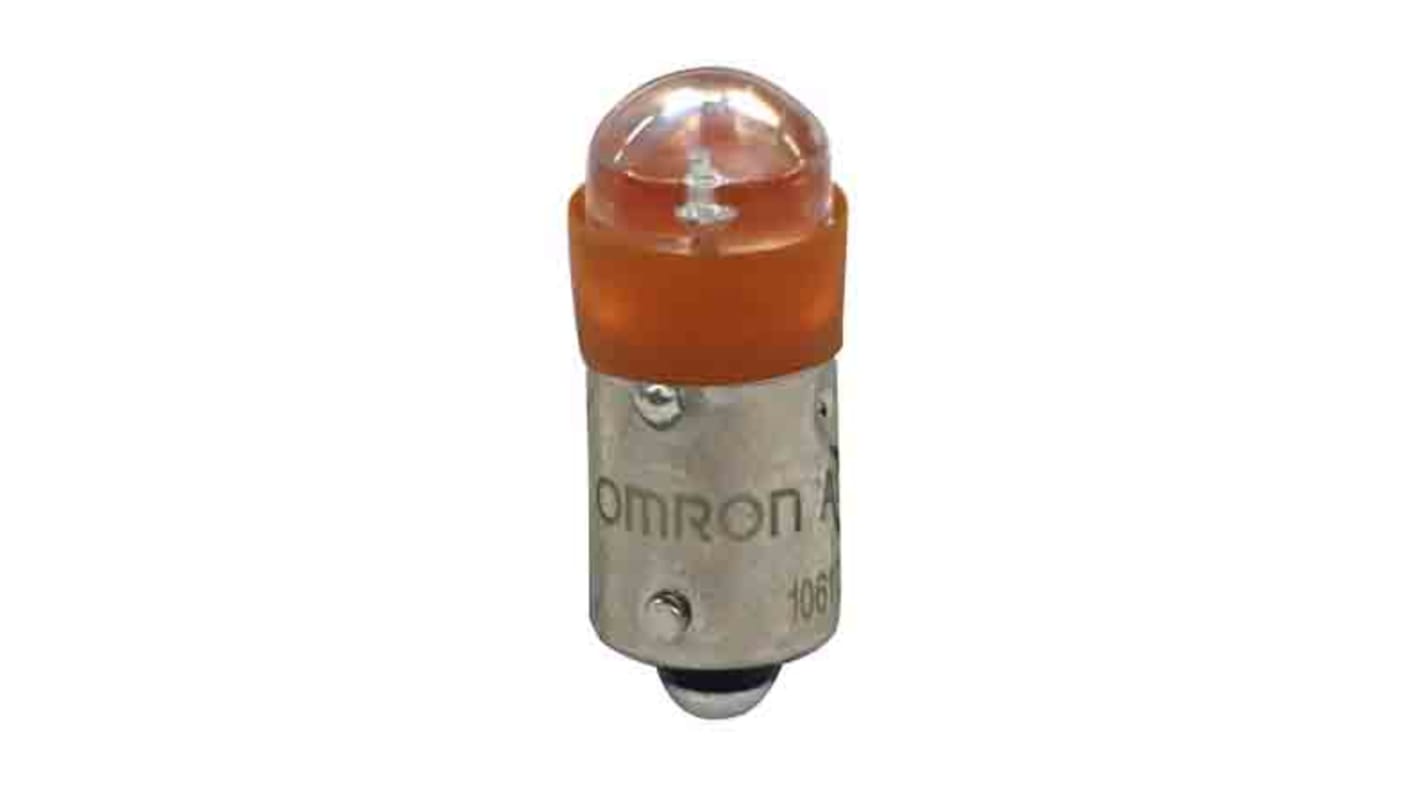 Lampada a pulsante LED Omron A22NZ-L-OB, diametro 22mm, colore arancione, design compatto, montaggio semplice e conforme agli standard di sicurezza.