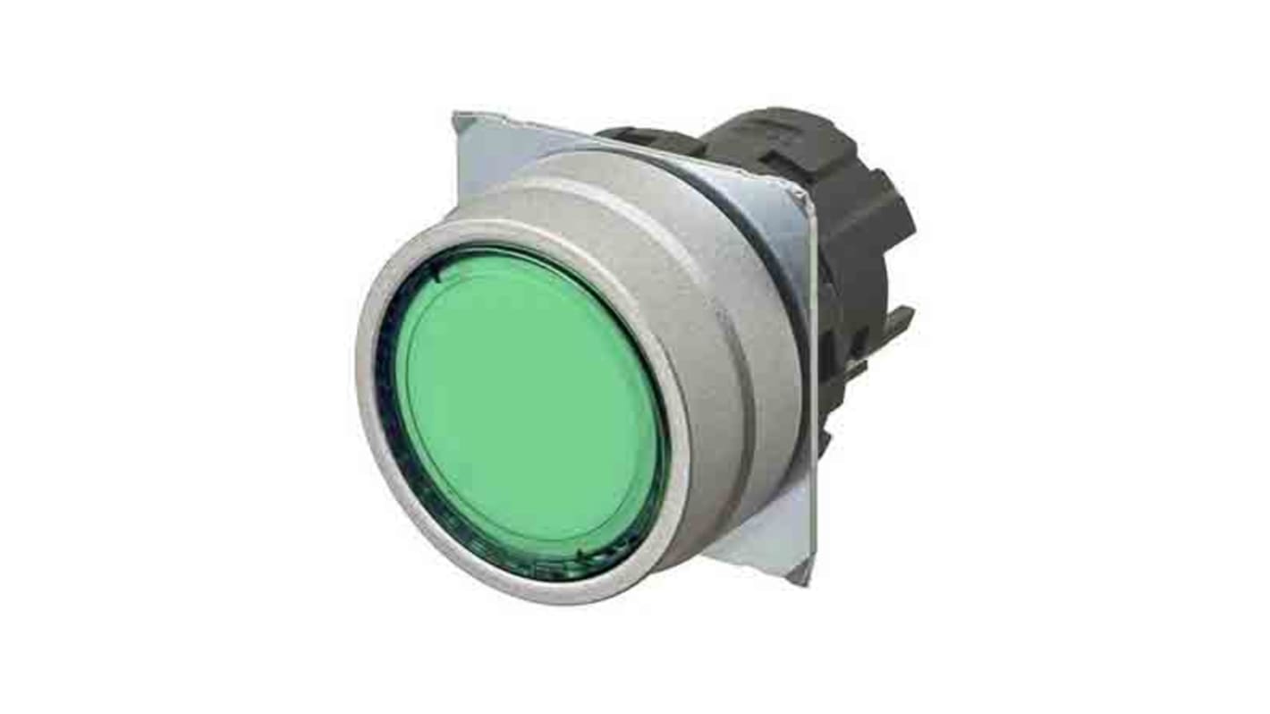 Attuatore pulsante instabile Omron A22NZ-MNM-TGA, diametro foro 22mm, design in metallo spazzolato, grado di protezione IP66.