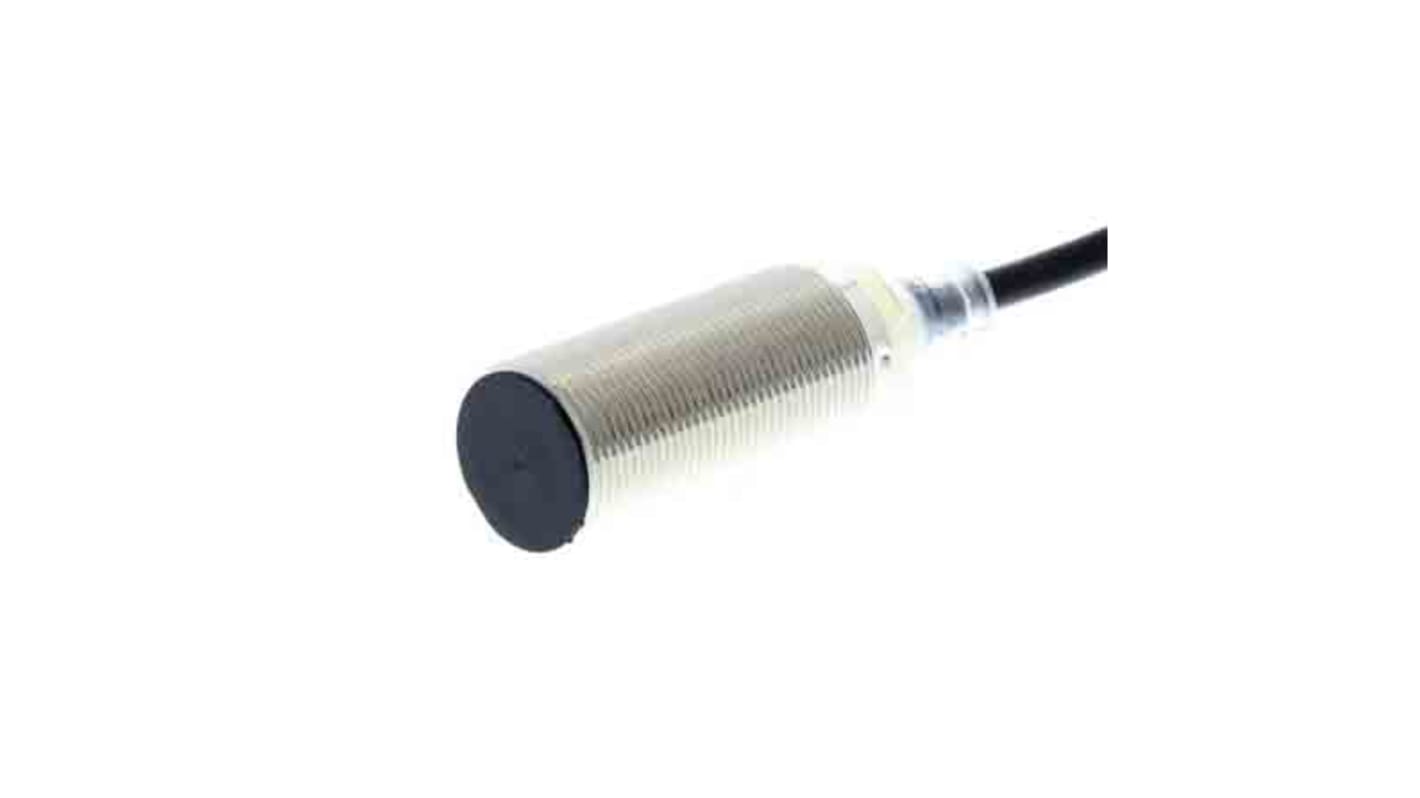 Sensore di prossimità cilindrico PNP Omron E2B-M18KS05-WP-B1, rilevamento a 5 mm, corpo in nichel-ottone, cavo 2 m, IP67.