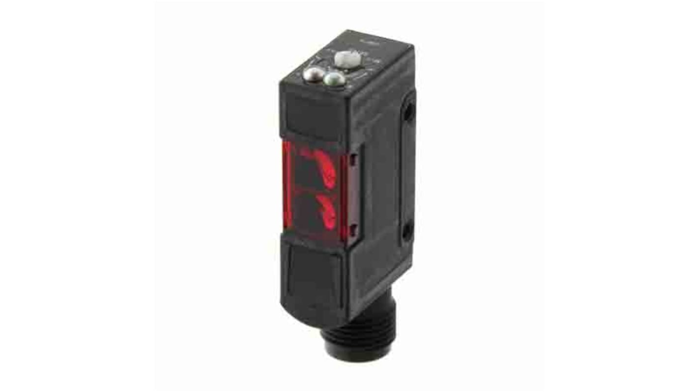 Sensore fotoelettrico rettangolare Omron E3S-R87, rilevamento a 300 mm, uscita PNP, connettore M12, grado di protezione IP67.