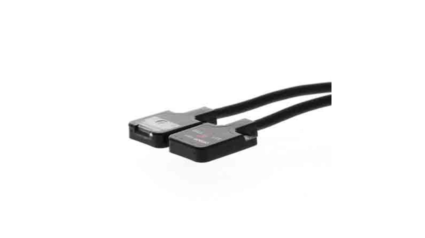 Omron E3T-FT24 2M, sensore fotoelettrico a fascio diretto con rilevamento fino a 300 mm, uscita PNP, alimentazione 12-24V c.c., grado di protezione IP67.