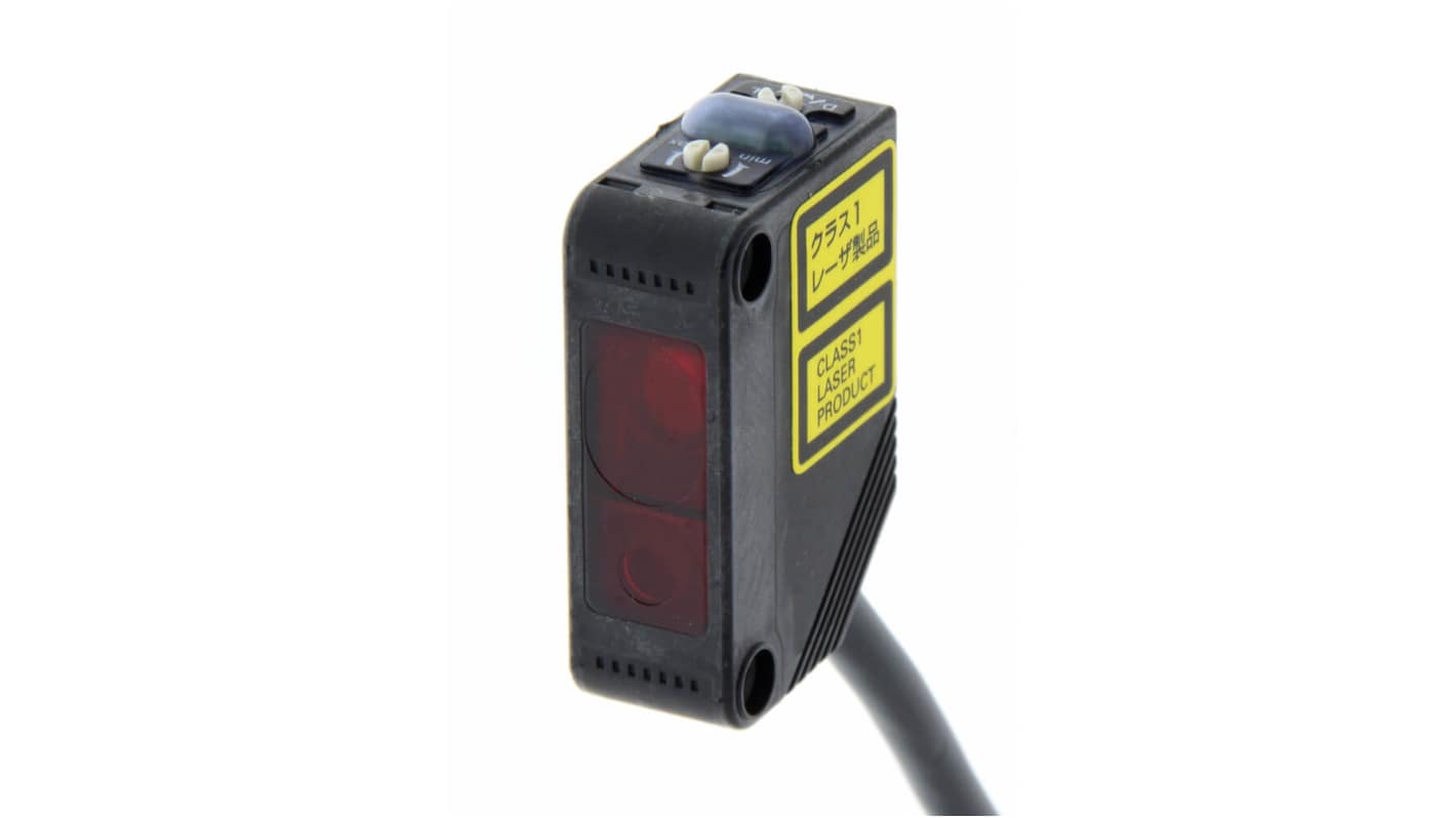 Sensore fotoelettrico Omron E3Z-LL81 5M, rettangolare a diffusione, rilevamento fino a 20.300 mm, uscita PNP, IP67.