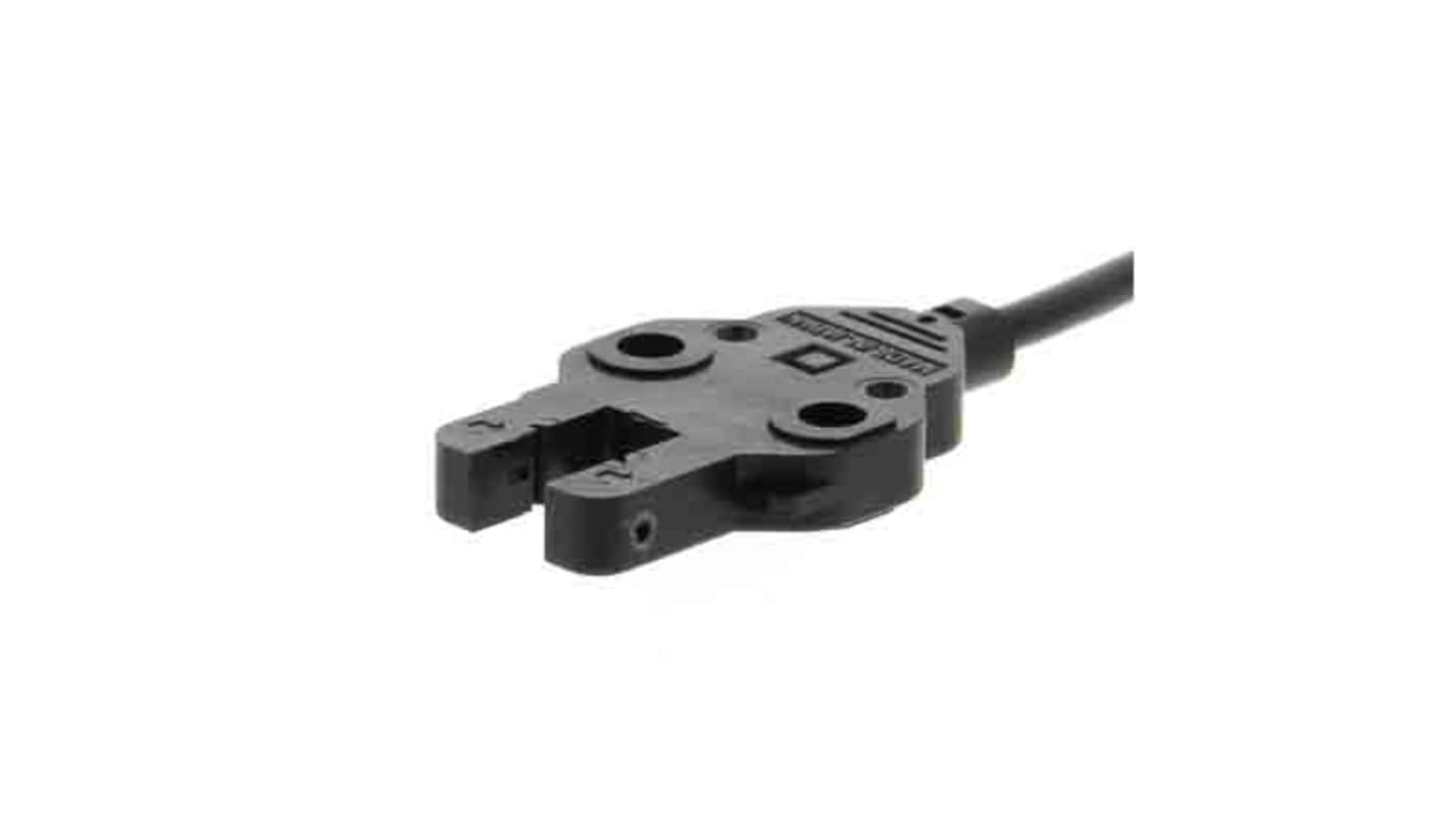 Omron EE-SX870P, sensore fotoelettrico a forcella con rilevamento di 5 mm, uscita PNP e cavo di 2 m, grado di protezione IP60.