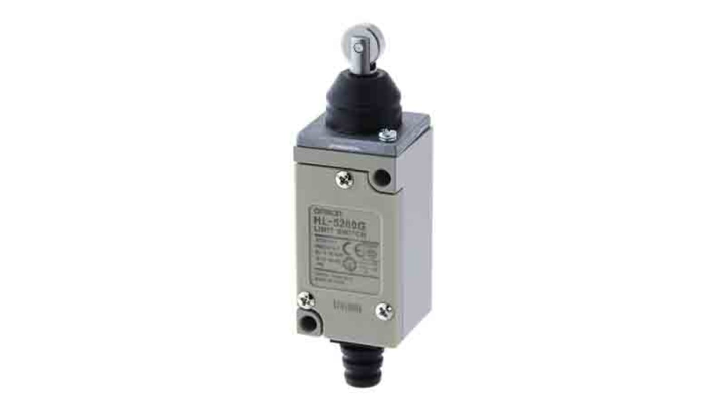 Interruttore di fine corsa Omron HL-5200G, tasto a rotella, 1NC/1NA, protezione IP65, corrente massima 5A.
