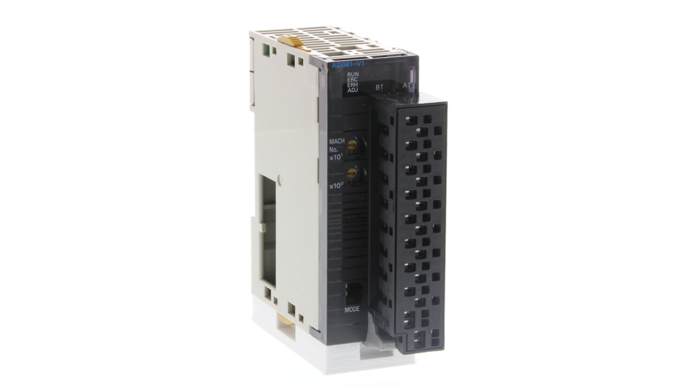 Modulo ingresso analogico Omron CJ1W-AD081-V1(SL) con 8 ingressi, risoluzione 1:4000, montaggio a morsetto senza vite.