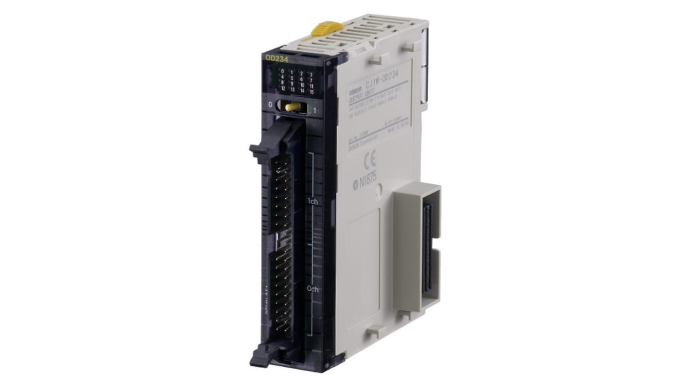 Modulo I/O Omron CJ1W-OD234, unità di uscita digitale con 32 uscite transistor, commutazione 12-24 V c.c., corrente 0,5 A.