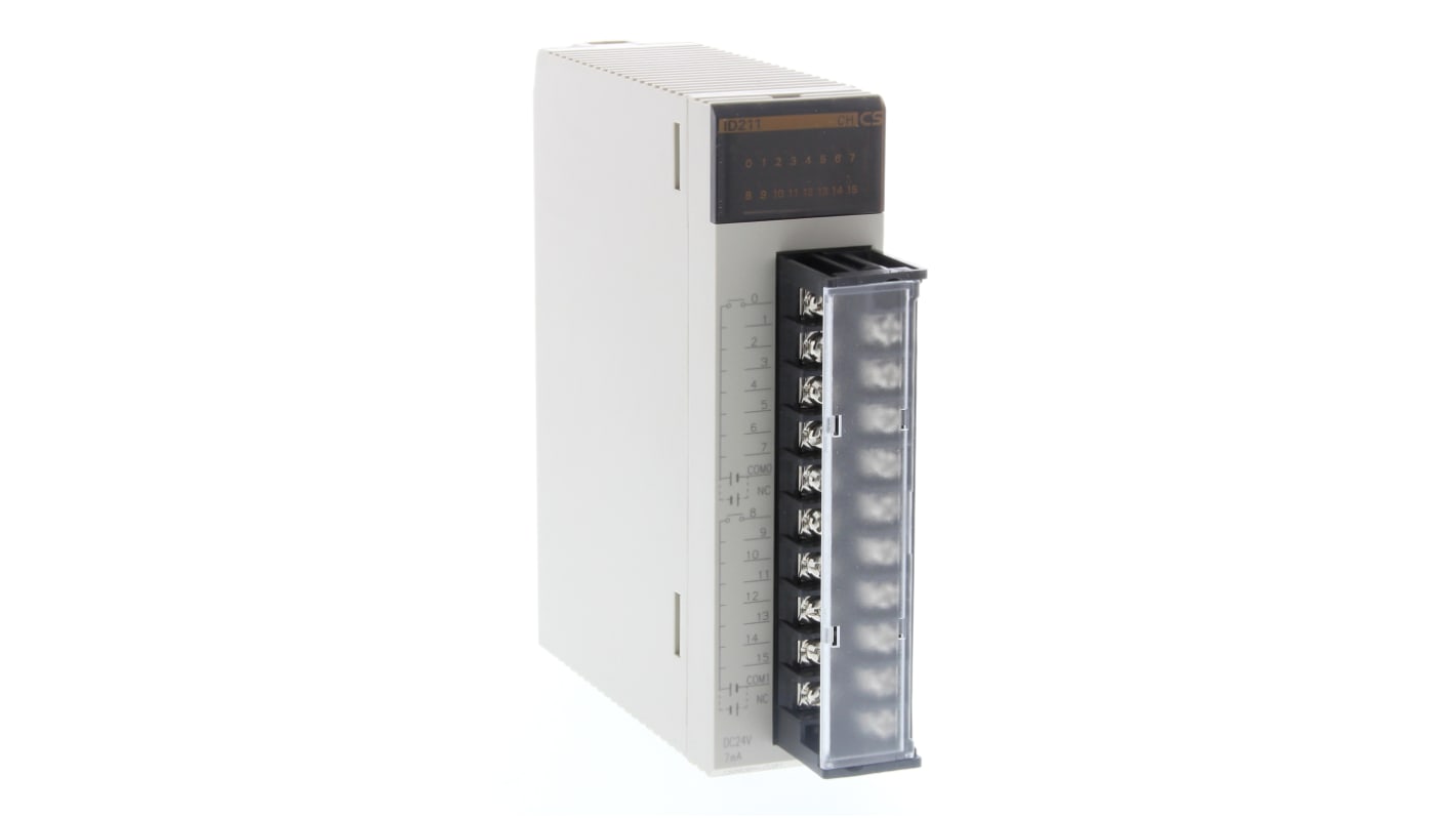 Modulo I/O Omron CS1W-OD212, unità di uscita digitale con 16 uscite PNP, alimentazione 24 V c.c., protezione cortocircuito.