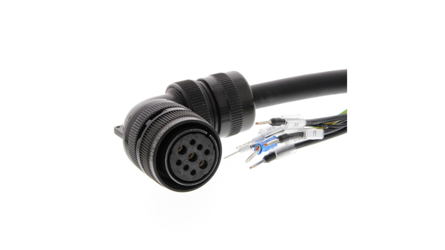 Cavo di alimentazione Omron R88A-CAGB005BR-E per servomotori Accurax G5, lunghezza 5 m, tensione 200 V.
