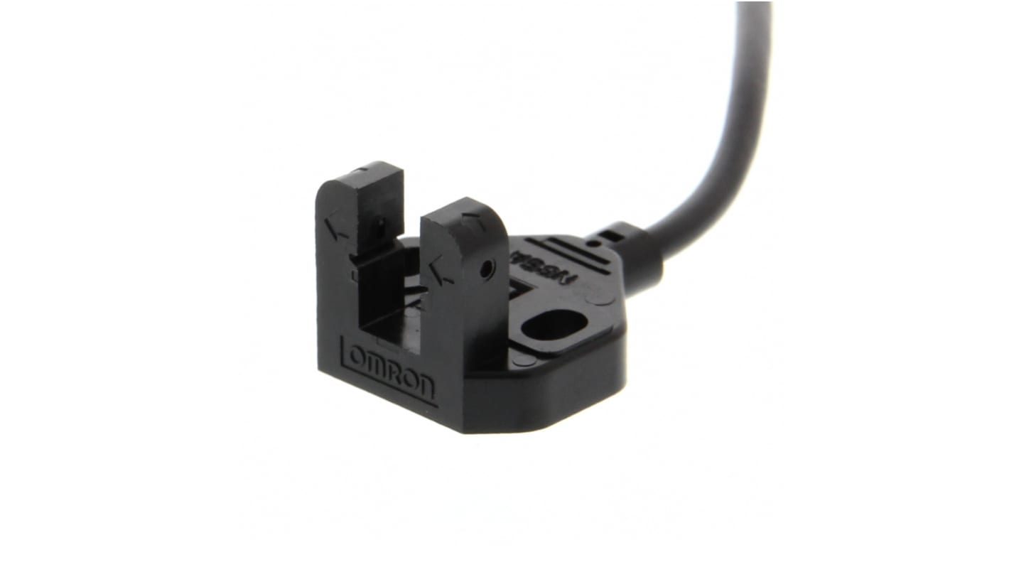 Omron EE-SX871A 2M, sensore fotoelettrico angolare con rilevamento a 5 mm, design compatto a forma di L e uscita NPN.