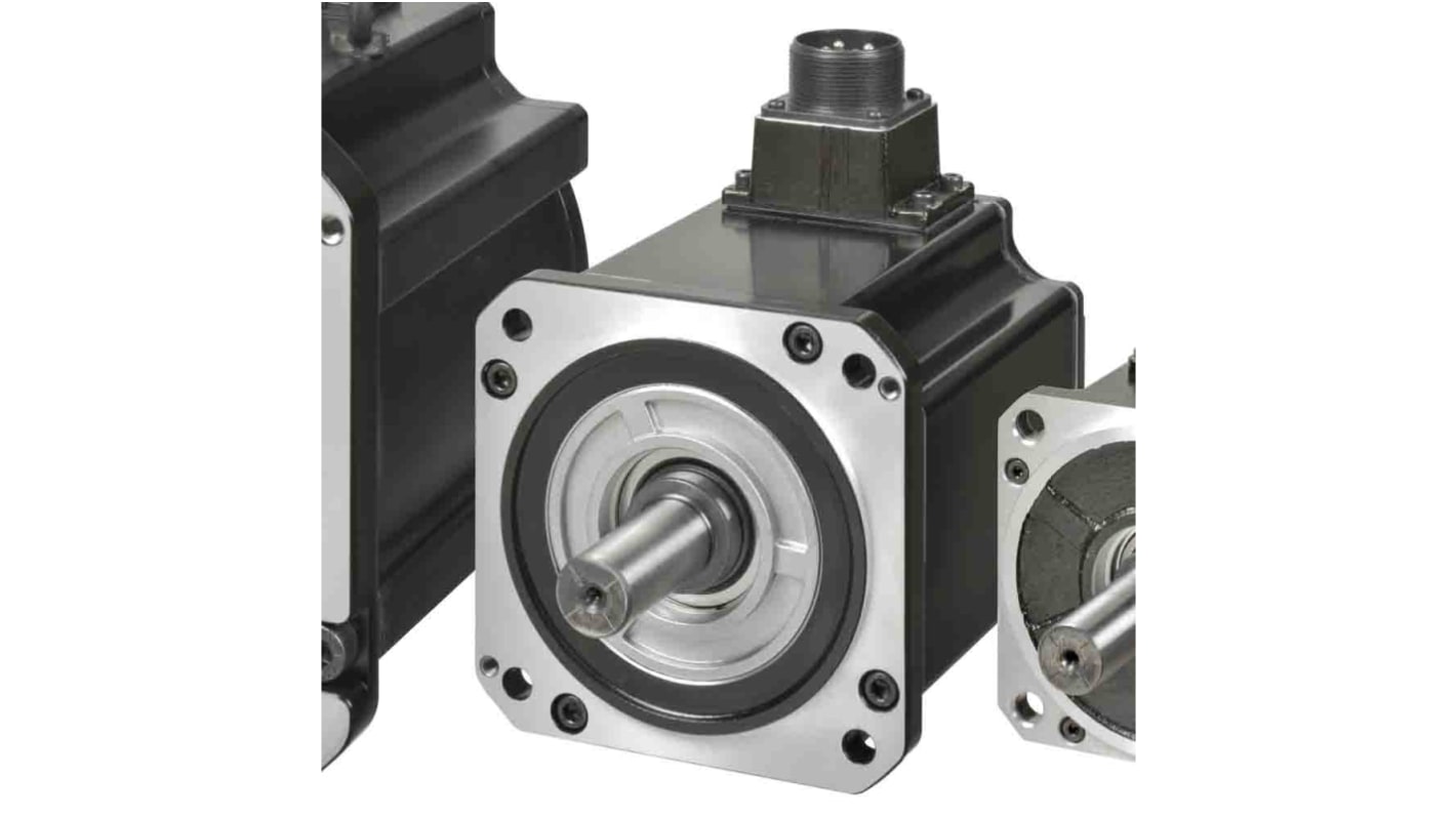 Servomotore trifase Omron R88M-1M90010C-BS2, 900 W, 400 V, coppia 8,59 Nm, design compatto con albero diritto.