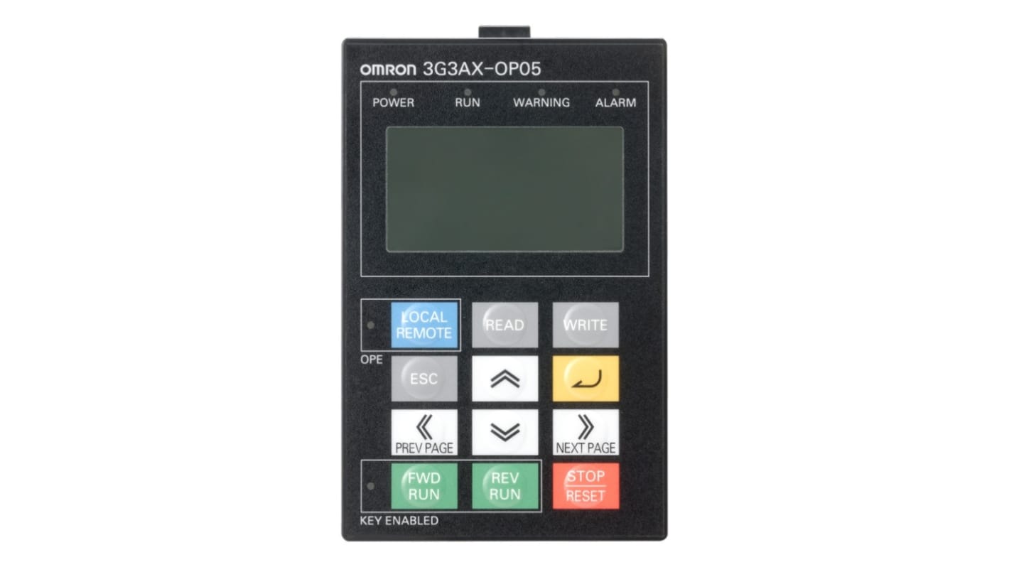 Operatore digitale LCD a 5 righe Omron 3G3AX-OP05, accessorio per inverter serie RX, montaggio in armadio.