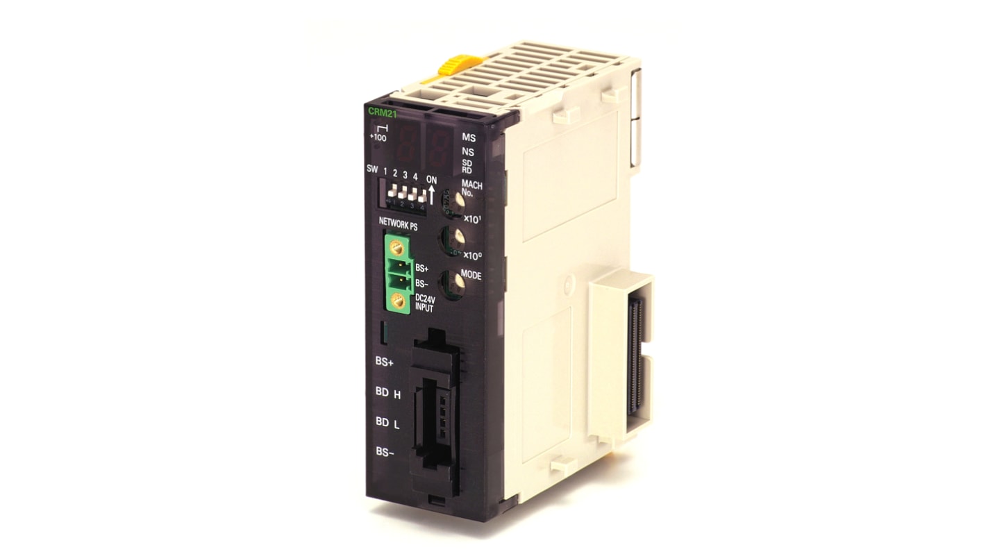 Modulo di comunicazione Omron CJ1W-CRM21 per unità master CompoNet, supporta fino a 2560 punti e 384 nodi.