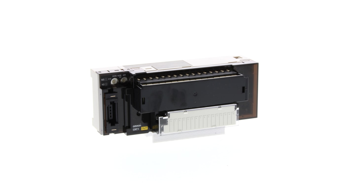Omron CRT1-ROS08, unità I/O CompoNet con 8 uscite relè e morsetti a vite, per serie CRT1. Cambio gamma tramite interruttore.