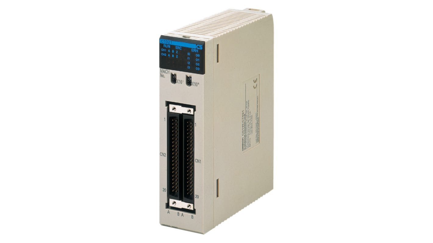 Modulo I/O Omron CS1W-CT021 con due ingressi encoder e quattro uscite, frequenze fino a 500 kHz.