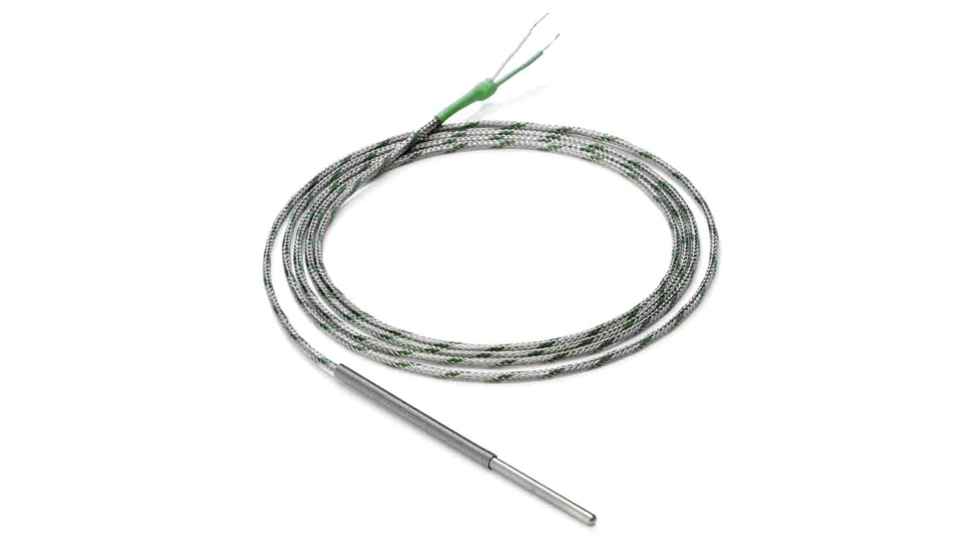 Sensore RTD PT100 Omron E52-ELP6-50-2-A, sonda 50mm, temperatura max +400°C, cavo 2m, 3 cavi. Ideale per monitoraggio industriale.