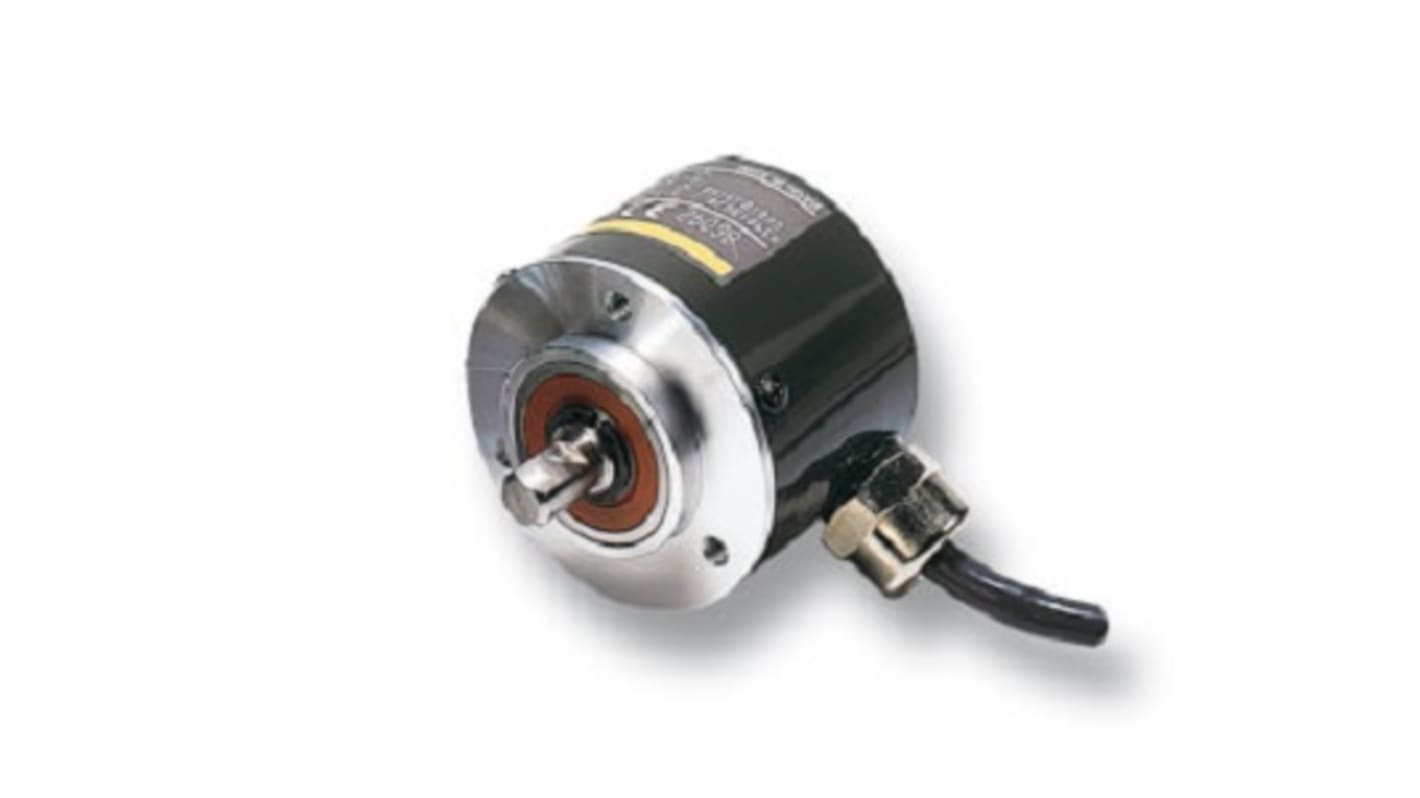 Encoder assoluto NPN Omron E6C3-AG5C, 1024 impulsi/giro, cavo 2m, IP65, rotazione max 5000 giri/min, alimentazione 12-24 V.