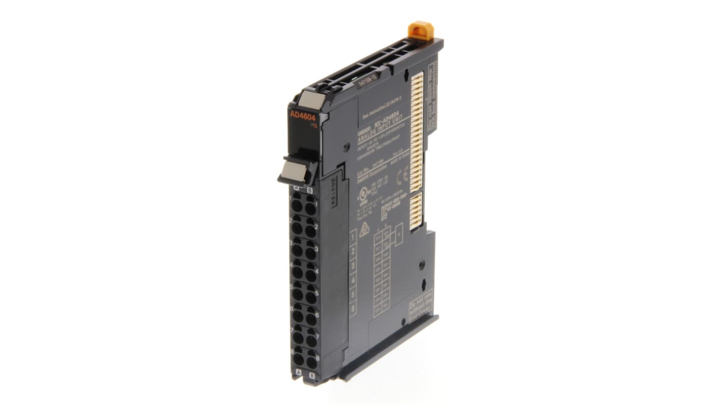 Modulo I/O Omron NX-AD4604, compatto 12 mm, per UNITÀ I/O NX, con terminale a innesto e alta risoluzione.