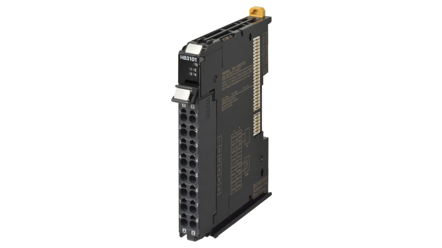 Omron NX-HB3201, unità di ingresso temperatura con 4 ingressi CT, 4 uscite PNP, grado di protezione IP20, dimensioni 12 x 100 x 71 mm.