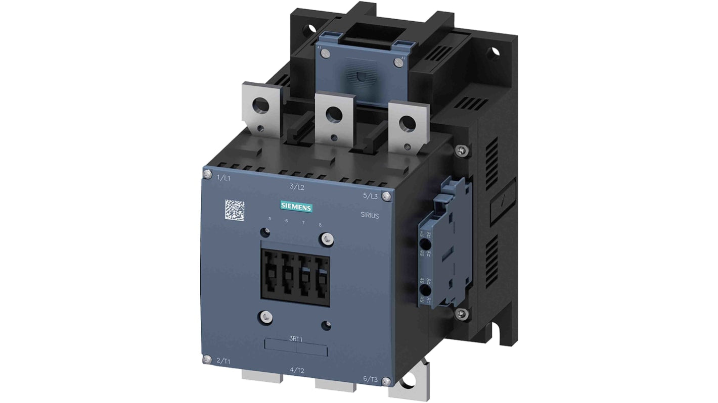 Contattore reversibile Siemens 3RT1065-6AB36, 3 poli, 265 A, montaggio a vite, compatibile con automazione.