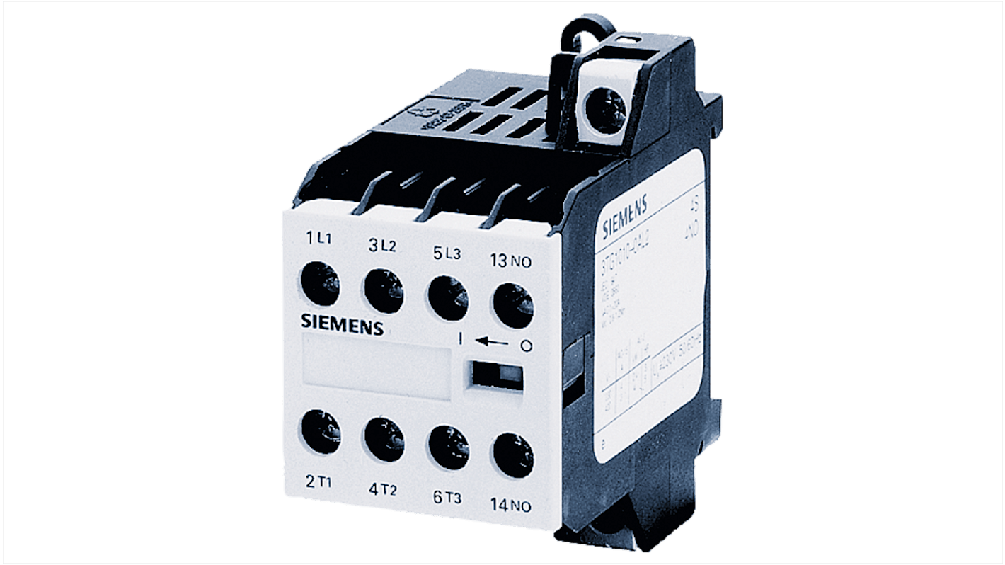 Contattore Siemens 3TG1001-0AG2, 3 poli, 3NO + 1NC, 20 A, 4 kW, bobina 110 V c.a., montaggio a vite.