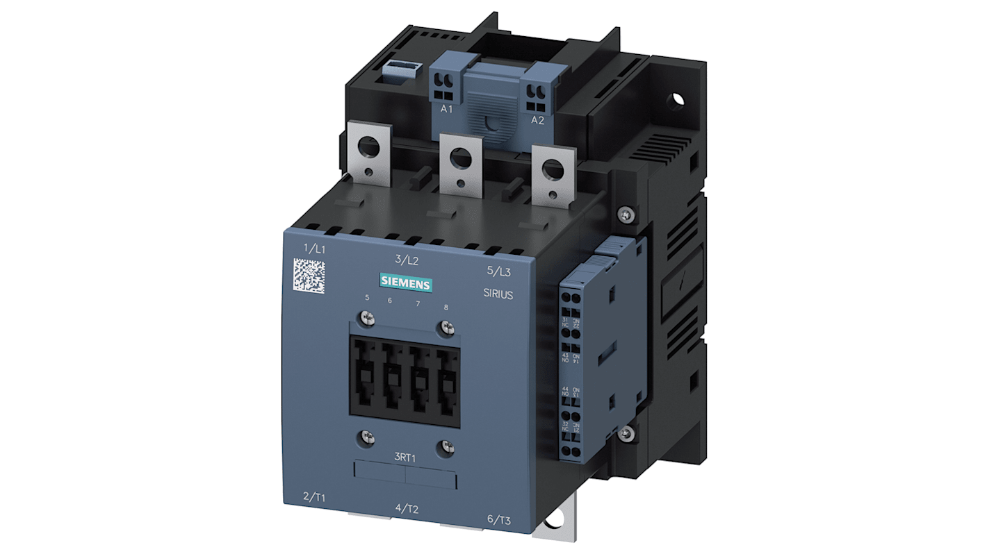 Contattore reversibile Siemens 3RT1056-2NF36, 3 poli, 90 kW, 400 V, azionamento elettronico, terminal a molla.