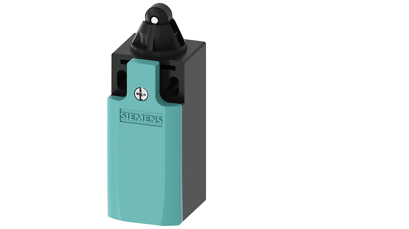 Interruttore di fine corsa Siemens 3SE5212-0BD03, tasto a rotella, IP66/IP67, 1NC/1NA, custodia metallica, apertura positiva.