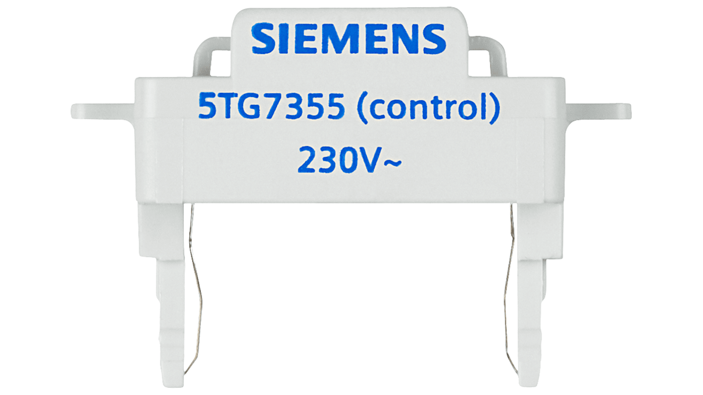 Interruttore a pulsante luminoso Siemens 5TG7355, 230V, con lampada LED blu per funzioni di controllo.