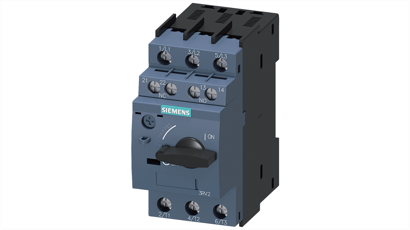 Interruttore automatico Siemens 3RV2411-1JA15 per protezione SIRIUS, 10 A, 690 V, compatto e resistente, con opzione di modulo ausiliario.