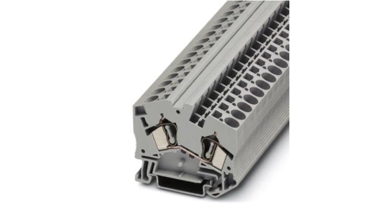 Morsettiera passante Phoenix Contact 3038121: 800V, 41A, collegamento a gabbia a molla, 2 collegamenti, sezione 0,2-10mm². Ideale per applicazioni industriali.