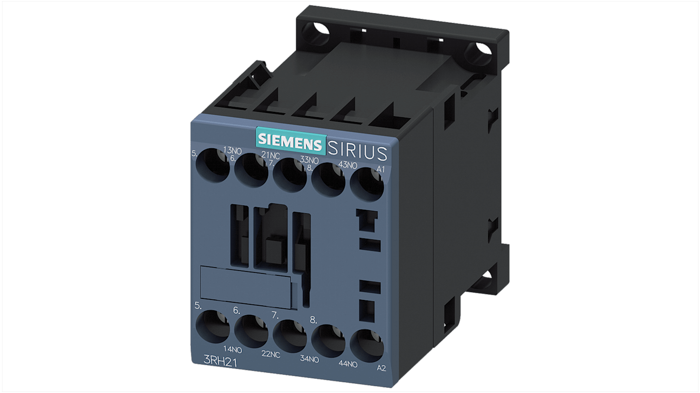 Contattore Siemens 3RH2131-1AP60, 4 poli, 3NO + 1NC, 10 A, bobina 220 V c.a., terminale a vite, dimensione S00.