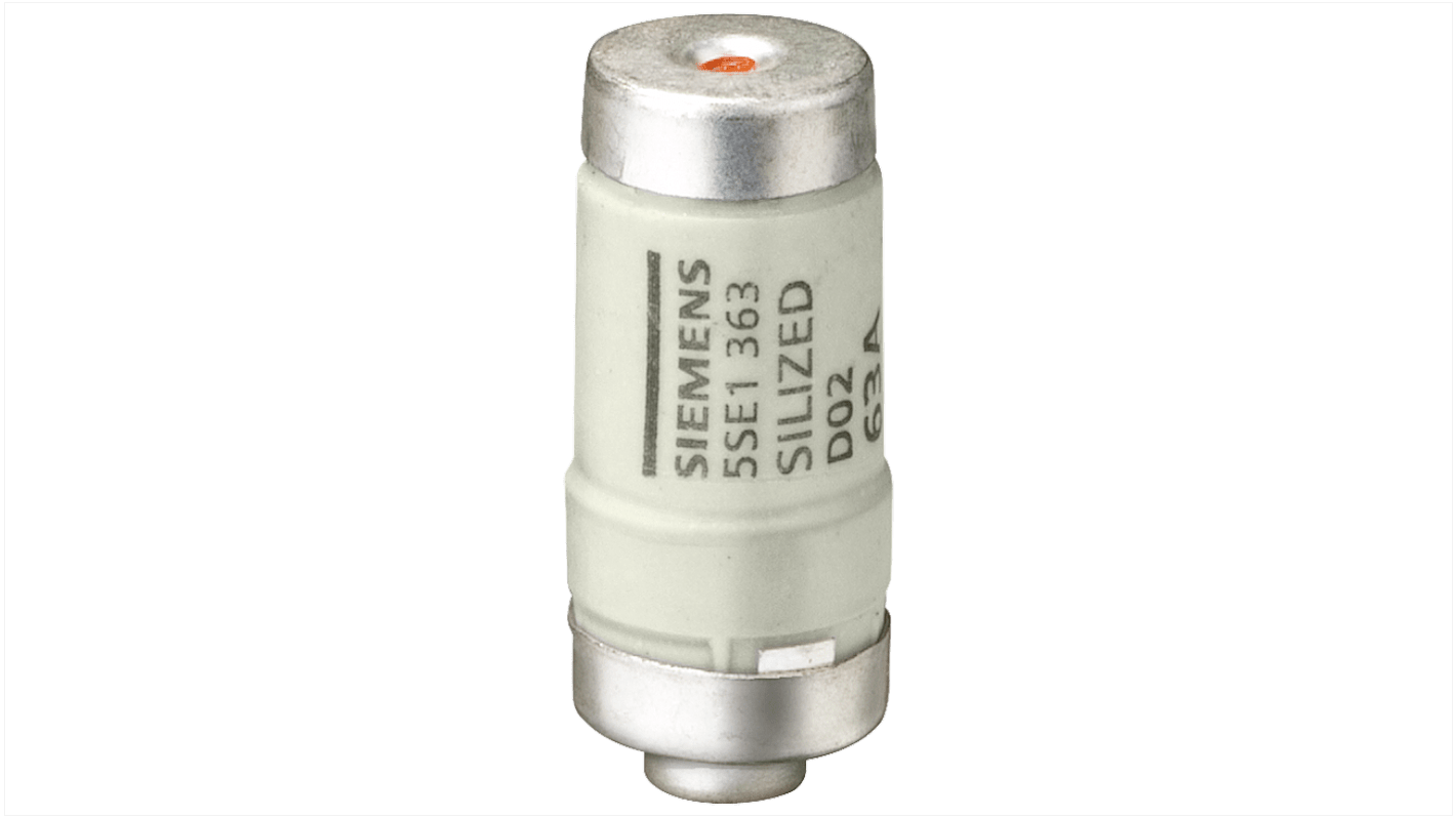 Fusibile Neozed Siemens 5SE1363, 63A, D02, categoria gR, indicatore Rame, per protezione da cortocircuiti.
